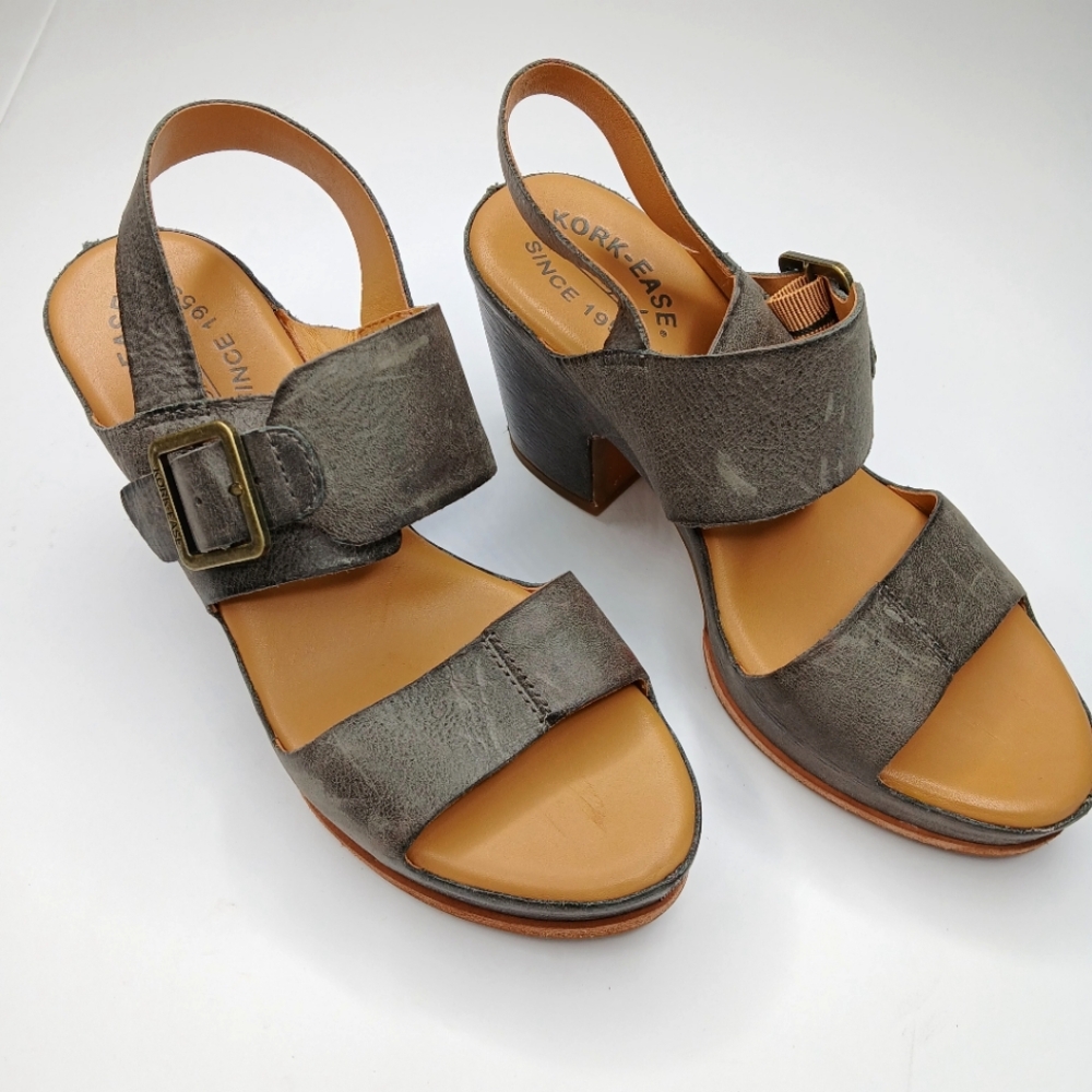 Kork Ease San Carlos Gray Womens Block Heel Leather Size 7m